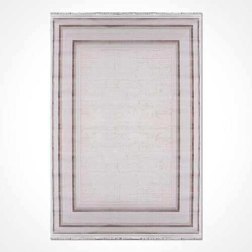 Krem Çerçeveli Viskon Makine Halısı