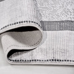 Gri Çerçeveli Viskon Makine Halısı