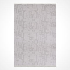 Gri Geometrik Akrilik Makine Halısı
