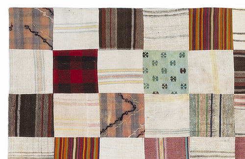 Teselya Krem Patchwork Yün El Dokuma Halısı 160 x 230 Apex Unique