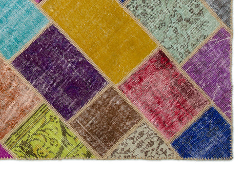 Iskece Bej Patchwork Yün El Dokuma Halısı 161 x 231 Apex Unique