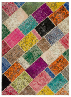 Iskece Bej Patchwork Yün El Dokuma Halısı 160 x 230 Apex Unique