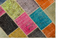 Iskece Bej Patchwork Yün El Dokuma Halısı 160 x 230 Apex Unique