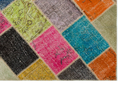 Iskece Bej Patchwork Yün El Dokuma Halısı 160 x 230 Apex Unique