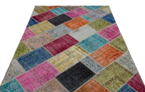 Iskece Bej Patchwork Yün El Dokuma Halısı 160 x 230 Apex Unique