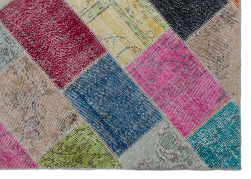 Iskece Bej Patchwork Yün El Dokuma Halısı 160 x 230 Apex Unique