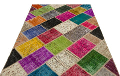 Iskece Bej Patchwork Yün El Dokuma Halısı 160 x 230 Apex Unique