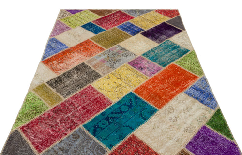 Iskece Bej Patchwork Yün El Dokuma Halısı 160 x 230 Apex Unique