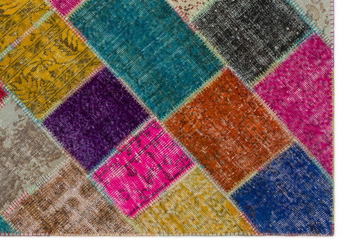 Iskece Bej Patchwork Yün El Dokuma Halısı 160 x 230 Apex Unique