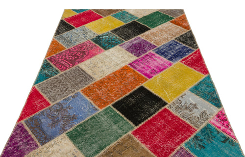 Iskece Bej Patchwork Yün El Dokuma Halısı 160 x 230 Apex Unique