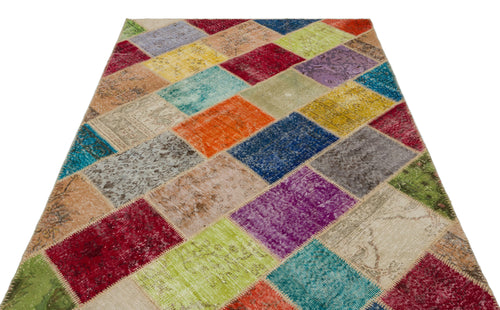 Iskece Bej Patchwork Yün El Dokuma Halısı 160 x 230 Apex Unique