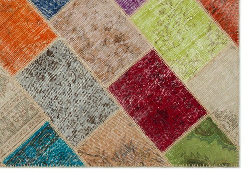 Iskece Bej Patchwork Yün El Dokuma Halısı 160 x 230 Apex Unique