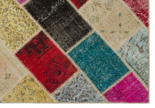 Iskece Bej Patchwork Yün El Dokuma Halısı 160 x 230 Apex Unique
