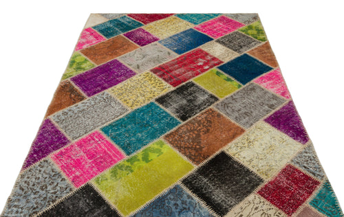 Iskece Bej Patchwork Yün El Dokuma Halısı 160 x 230 Apex Unique
