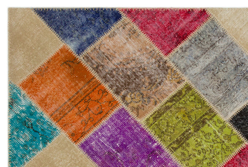 Iskece Bej Patchwork Yün El Dokuma Halısı 160 x 230 Apex Unique