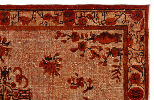 Mora Turuncu Eskitme Yün El Dokuma Halısı 177 x 279 Apex Unique