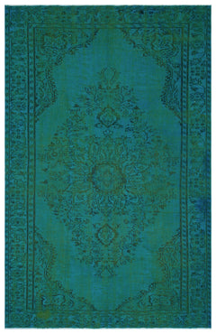 Atina Turkuaz Eskitme Yün El Dokuma Halısı 195 x 301 Apex Unique