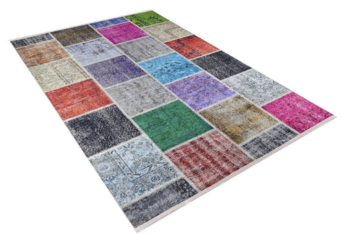 Xian Pembe Patchwork Dijital Baskı Halı Halınet