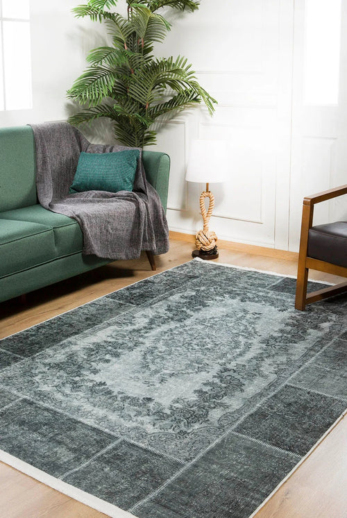 Xinning Gri Patchwork Dijital Baskı Halı Halınet