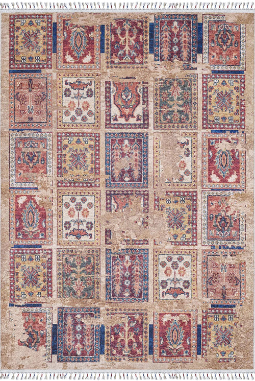 Kolo Kahverengi Patchwork Dijital Baskı Halı Halınet