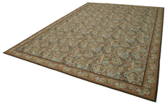 Needlepoint Floral Bej Çiçekli Pamuk Yün El Dokuma Halısı 288x409 Agacan