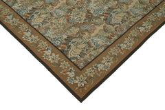 Needlepoint Floral Bej Çiçekli Pamuk Yün El Dokuma Halısı 288x409 Agacan