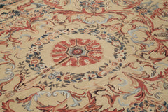 Needlepoint Floral Bej Çiçekli Pamuk Yün El Dokuma Halısı 238x305 Agacan