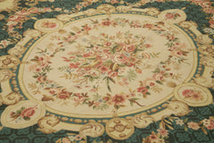 Needlepoint Floral Bej Çiçekli Pamuk Yün El Dokuma Halısı 238x302 Agacan