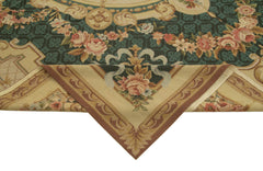 Needlepoint Floral Bej Çiçekli Pamuk Yün El Dokuma Halısı 238x302 Agacan
