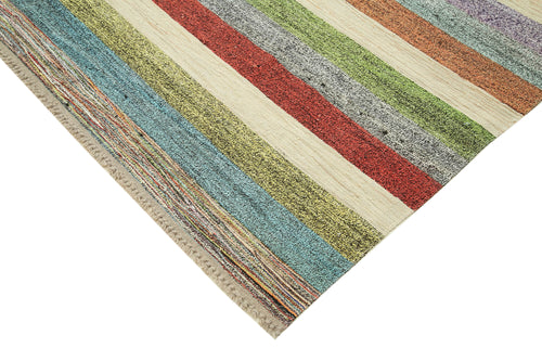 Scrap Fuşya Geometrik Pamuk Yün El Dokuma Halısı 243x320 Agacan