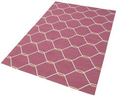 Geometric Duri Fuşya Geometrik Pamuk Yün El Dokuma Halısı 107x165 Agacan