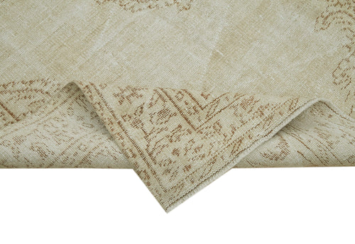 Vintage Bej Eskitme Pamuk Yün El Dokuma Halısı 166x263 Agacan