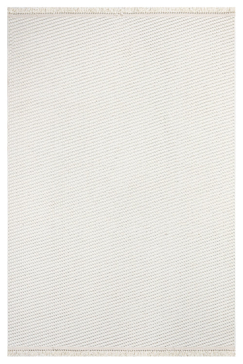 Celestial Krem Çizgili Polyester Makine Alan Halısı Luxess