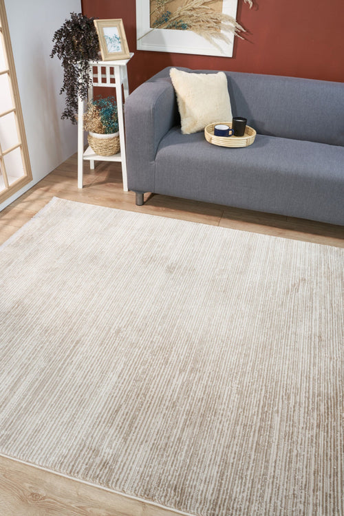 Akron Krem Modern Polyester Makine Halısı - Makine Halısı - HALI.NET