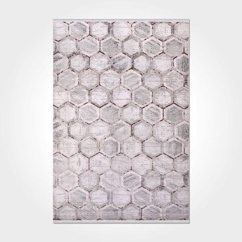 Alexa Gri Geometrik Akrilik Makine Halısı - Makine Halısı - HALI.NET