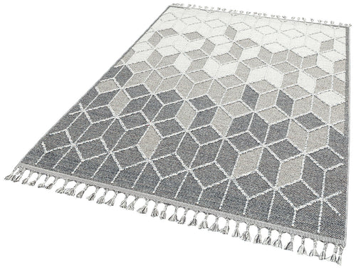 Ascoli Piceno Gri Geometrik Hasır Dokuma Makine Halısı - Makine Halısı - HALI.NET