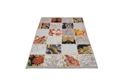Braslovce Beyaz Patchwork Pamuk ve Şönil Dijital Baskı Halı Pia Monte