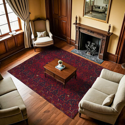Bordo Bordürlü Modern Etnik Desenli Halı  | Makinada Yıkanabilir | Hav Toz Vermez | Leke Tutmayan | Kaymaz Taban | Dijital Makine Baskı | Salon Yolluk Mutfak Halısı