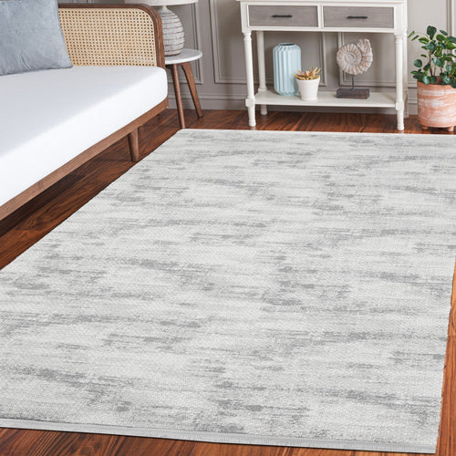 Greta Gri Modern Polyester Makine Halısı