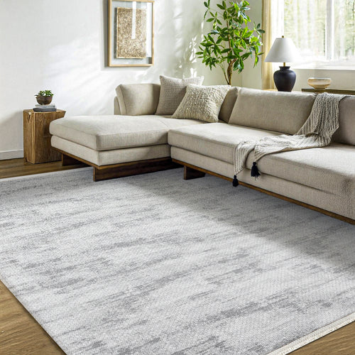 Greta Gri Modern Polyester Makine Halısı