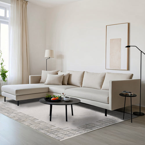 Cattail Gri Geometrik Akrilik Makine Halısı