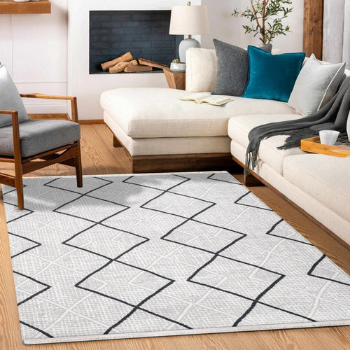 Lilith Gri Geometrik Akrilik Makine Halısı