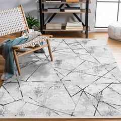 Celeste Gri Geometrik Akrilik Makine Halısı