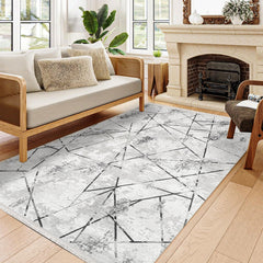Celeste Gri Geometrik Akrilik Makine Halısı