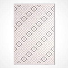 Mia Beyaz Geometrik Polyester Makine Halısı