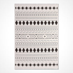 Chloe Gri Geometrik Polyester Makine Halısı