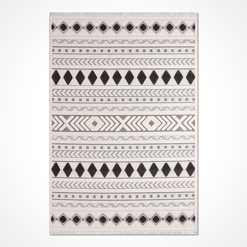Chloe Gri Geometrik Polyester Makine Halısı