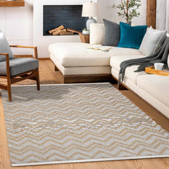 Slate Krem Geometrik Polyester Makine Alan Halısı