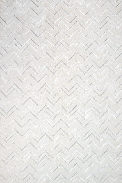 Spice Beyaz Geometrik Polyester Makine Alan Halısı