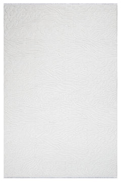 Spruce Beyaz Geometrik Polyester Makine Alan Halısı